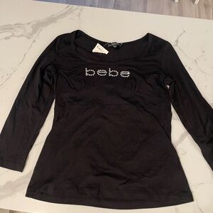 Bebe 3/4 sleeve shirt NEW large  black